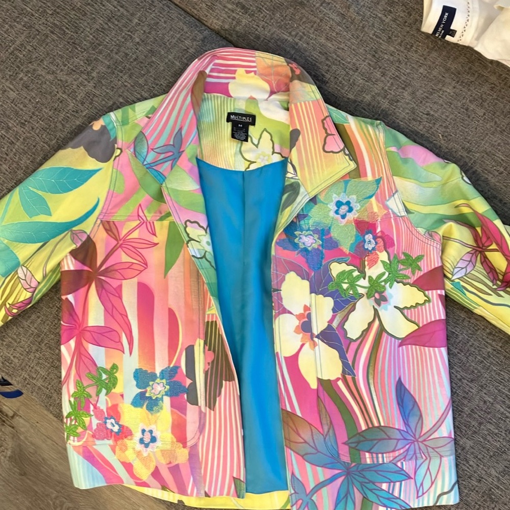 MULTIPLES Misses Size Large Long Sleeve Layering Style Jacket ~ Fun Floral ~